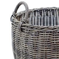 Storage and Laundry Basket Set of 2, Round Handles, Hand Woven Wicker, Gray - BM315162