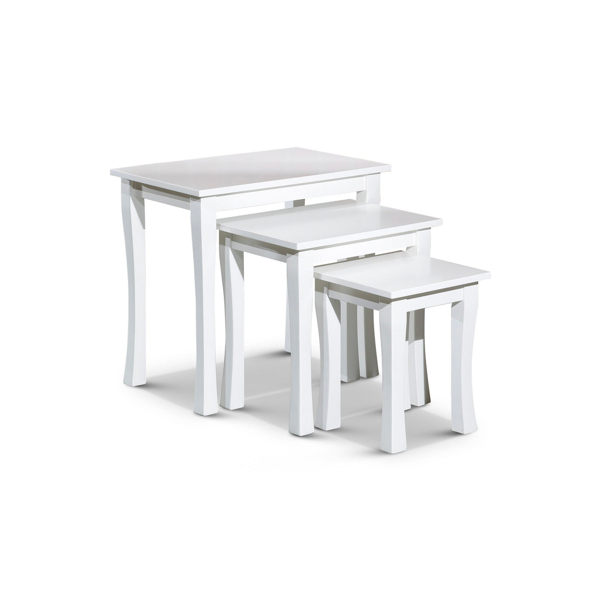 Yoni 3 Piece Nesting Side Table Set, Square, Flared Legs, White Wood Finish - BM315163