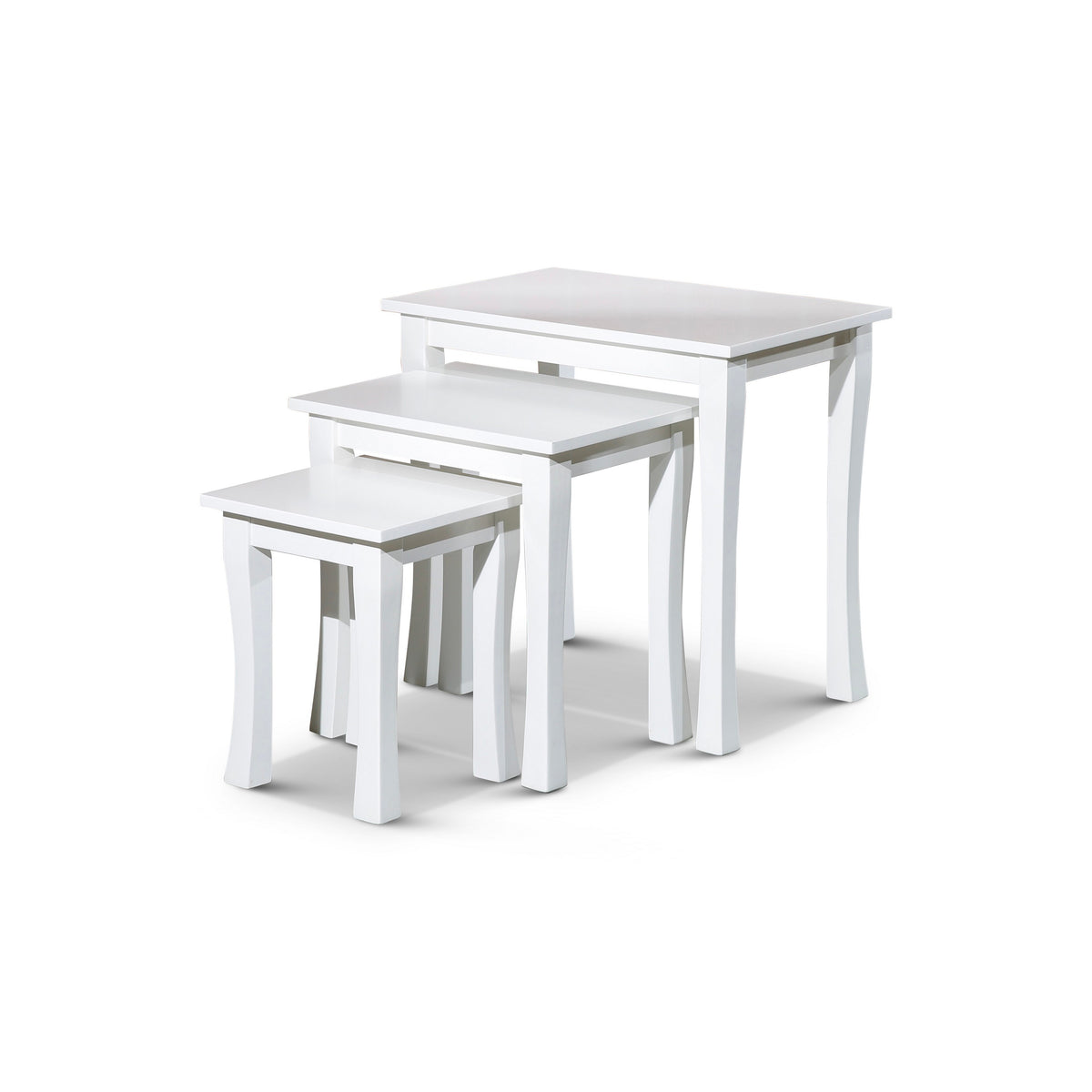 Yoni 3 Piece Nesting Side Table Set, Square, Flared Legs, White Wood Finish - BM315163