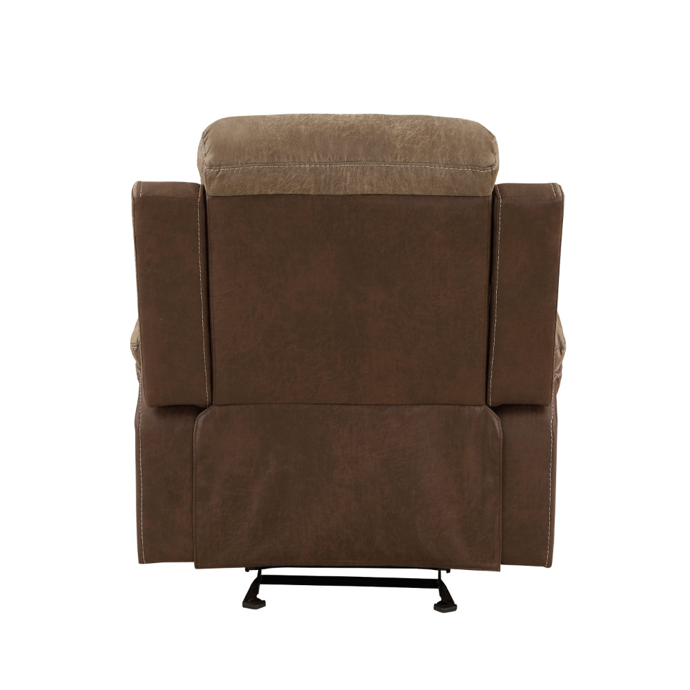 Emma 38 Inch Manual Glider Recliner Chair, Brown Microfiber, Solid Wood - BM315166