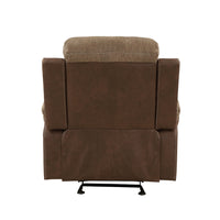 Emma 38 Inch Manual Glider Recliner Chair, Brown Microfiber, Solid Wood - BM315166