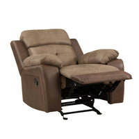 Emma 38 Inch Manual Glider Recliner Chair, Brown Microfiber, Solid Wood - BM315166