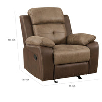 Emma 38 Inch Manual Glider Recliner Chair, Brown Microfiber, Solid Wood - BM315166