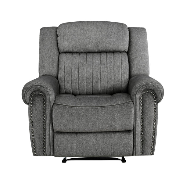 Ben 38 Inch Manual Recliner Chair, Gray Microfiber, Plush Foam, Solid Wood - BM315172