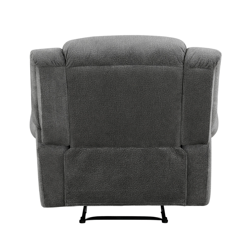 Ben 38 Inch Manual Recliner Chair, Gray Microfiber, Plush Foam, Solid Wood - BM315172