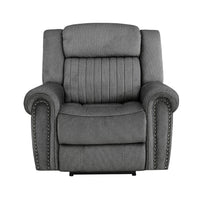 Ben 38 Inch Power Recliner Chair, Soft Cushions Gray Microfiber, Solid Wood - BM315173