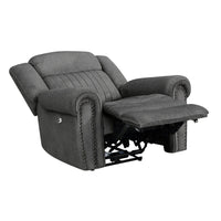 Ben 38 Inch Power Recliner Chair, Soft Cushions Gray Microfiber, Solid Wood - BM315173