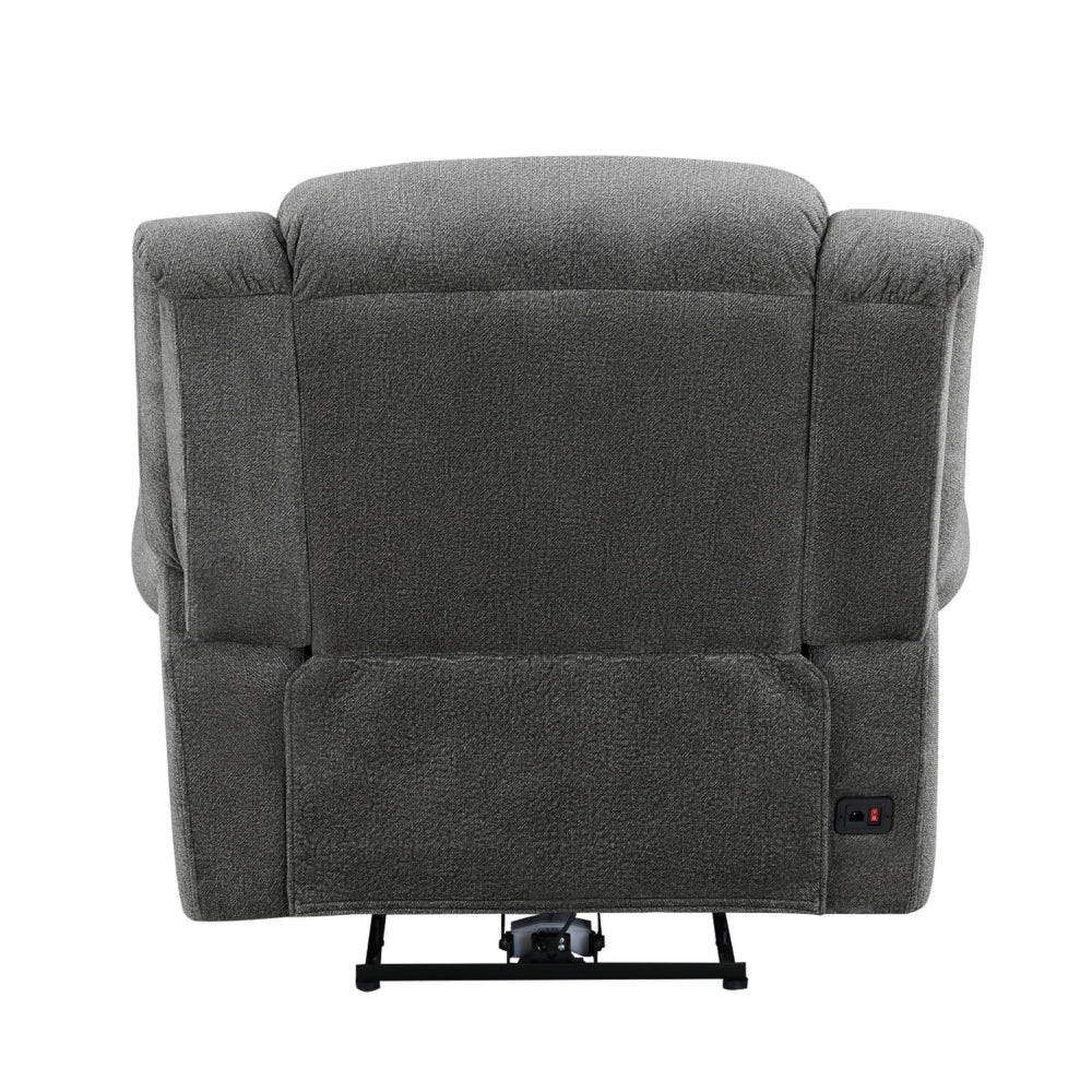 Ben 38 Inch Power Recliner Chair, Soft Cushions Gray Microfiber, Solid Wood - BM315173