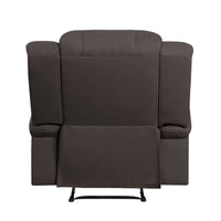 Kate 37 Inch Manual Recliner Chair, Cushions, Brown Microfiber, Solid Wood - BM315175