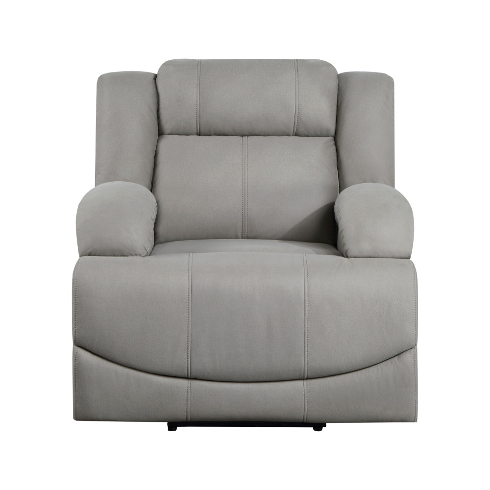 Kate 37 Inch Power Recliner Chair, USB, Gray Microfiber, Solid Wood - BM315180