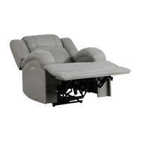 Kate 37 Inch Power Recliner Chair, USB, Gray Microfiber, Solid Wood - BM315180