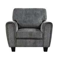 Lucy 37 Inch Accent Chair, Gray Chenille, Soft Cushions, Track Arms, Wood - BM315196