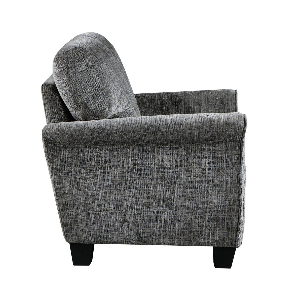 Lucy 37 Inch Accent Chair, Gray Chenille, Soft Cushions, Track Arms, Wood - BM315196