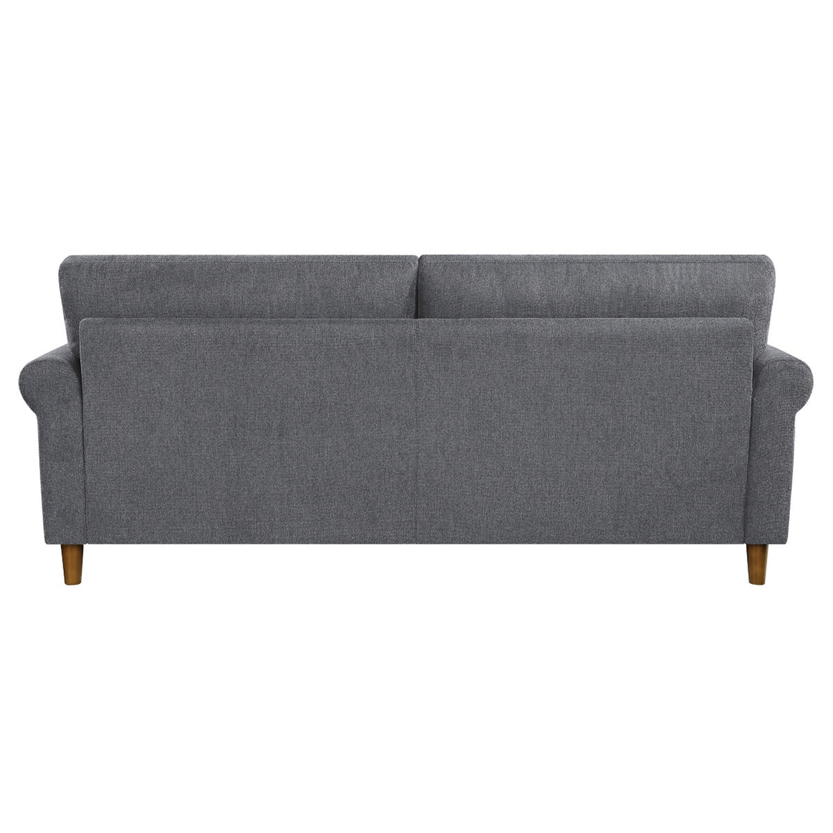 Ruby 80 Inch Sofa, Gray Polyester, Soft Cushions, Nailhead Trim, Solid Wood - BM315206