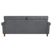 Ruby 80 Inch Sofa, Gray Polyester, Soft Cushions, Nailhead Trim, Solid Wood - BM315206