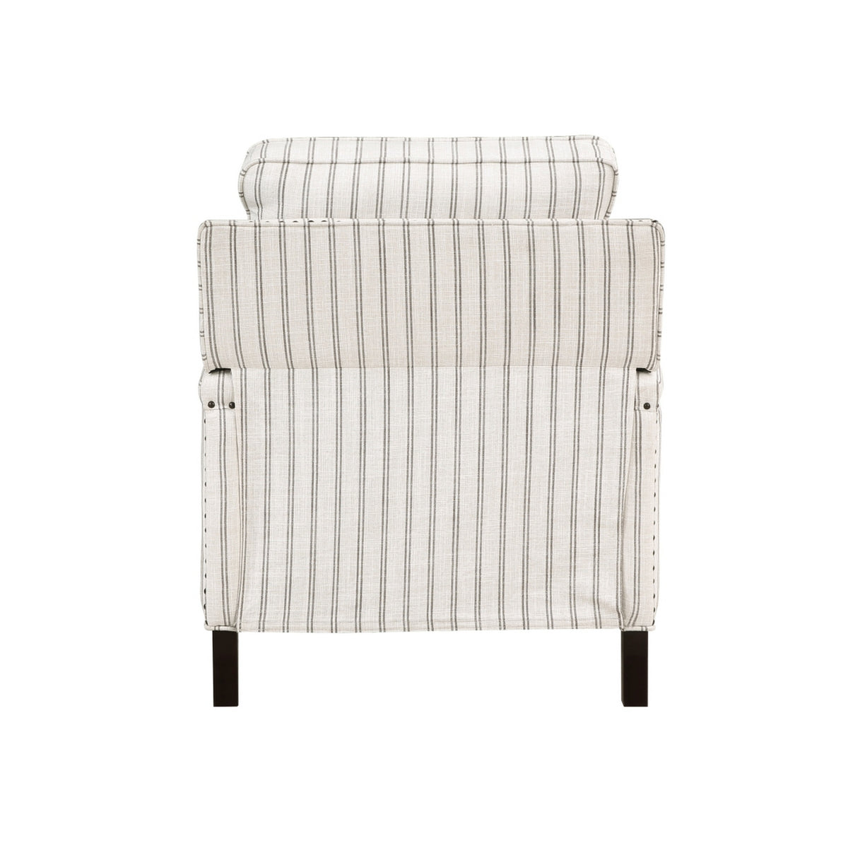 Claire 34 Inch Accent Chair, Push Recliner, Beige Gray Polyester Pinstripes - BM315209