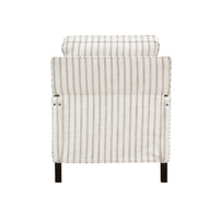 Claire 34 Inch Accent Chair, Push Recliner, Beige Gray Polyester Pinstripes - BM315209