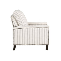 Claire 34 Inch Accent Chair, Push Recliner, Beige Gray Polyester Pinstripes - BM315209