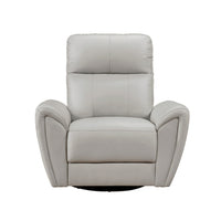 Jessica 39 Inch Swivel Glider Chair, Gray, Top Grain Leather, Solid Wood - BM315238