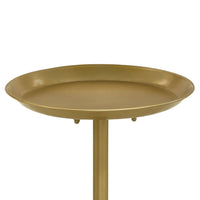 24 Inch Drink Side Table, 12 Inch Round Tray Top, White Marble Base, Gold - BM315253