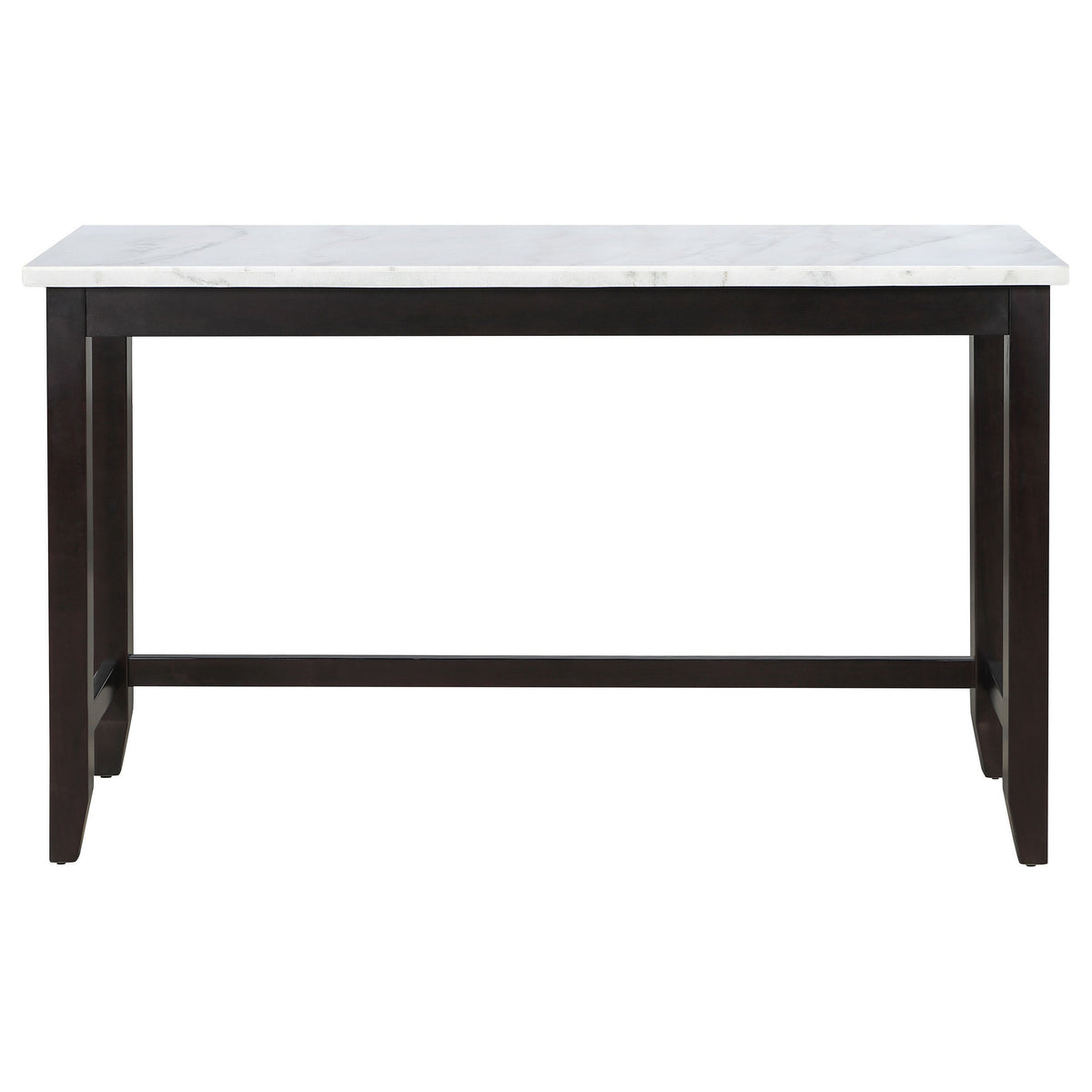 36 Inch Counter Height Table, Rectangular White Marble Top, Espresso Brown - BM315259