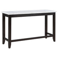 36 Inch Counter Height Table, Rectangular White Marble Top, Espresso Brown - BM315259