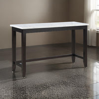 36 Inch Counter Height Table, Rectangular White Marble Top, Espresso Brown - BM315259