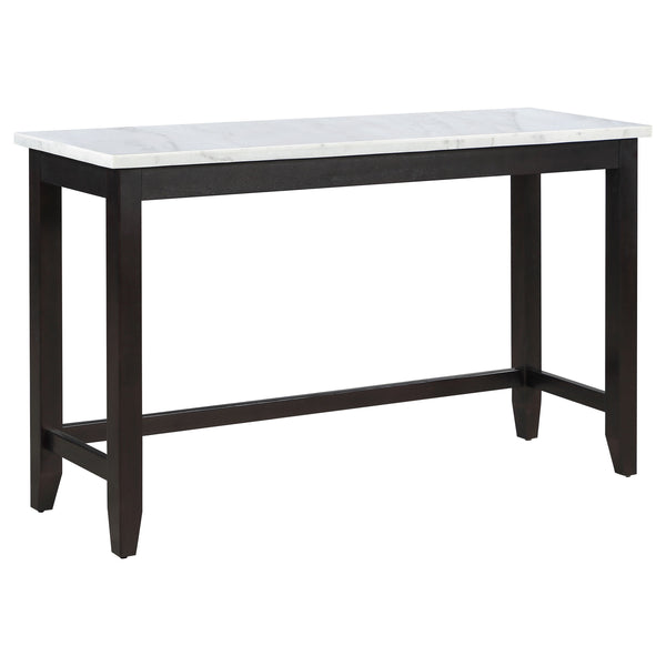 36 Inch Counter Height Table, Rectangular White Marble Top, Espresso Brown - BM315259