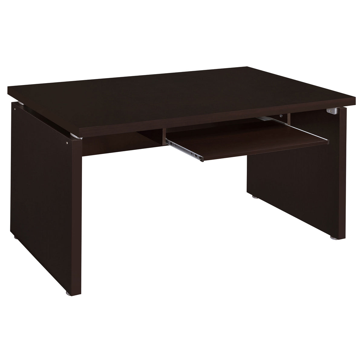 Niti 83 Inch Computer Office Desk, L Shape, Slide Out Keyboard Tray, Brown