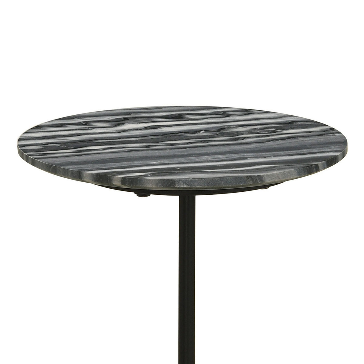 Side End Drink Table, Round Gray White Marble Top, Pedestal Base 14x14x24 - BM315283