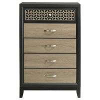 Aki 50 Inch Tall Dresser, 5 Drawers with Geometric Cut Out Design, Black - BM315301