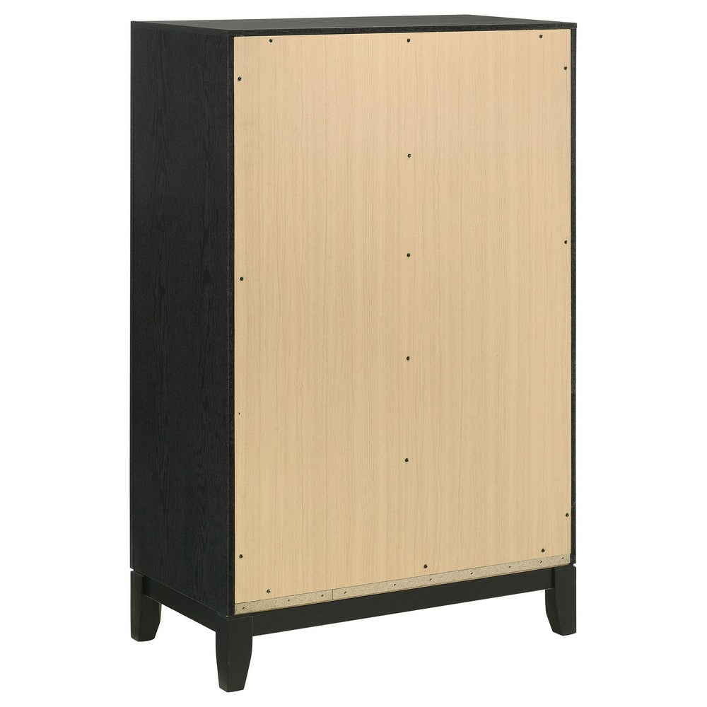 Aki 50 Inch Tall Dresser, 5 Drawers with Geometric Cut Out Design, Black - BM315301