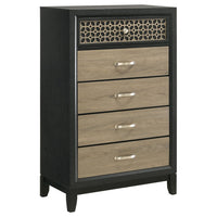 Aki 50 Inch Tall Dresser, 5 Drawers with Geometric Cut Out Design, Black - BM315301