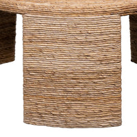 Asha 36 Inch Coffee Table, Round Shaped Top with Natural Rattan Wrapping - BM315303