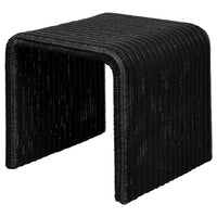 Gigi 22 Inch Side End Table, Black Woven Rattan, Square Waterfall Edges - BM315304