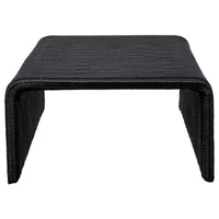 Gigi 36 Inch Coffee Table, Black Woven Rattan, Square Waterfall Edges - BM315305