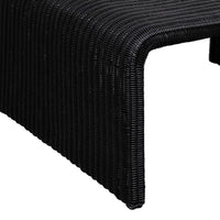 Gigi 36 Inch Coffee Table, Black Woven Rattan, Square Waterfall Edges - BM315305