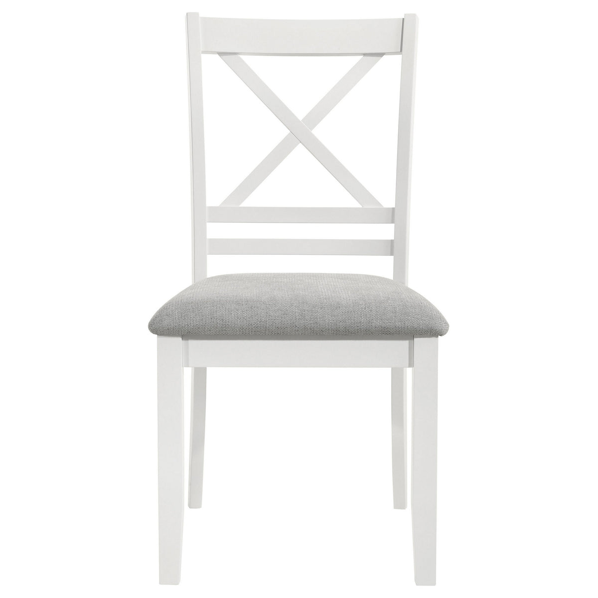 Hoa 18 Inch Dining Side Chair Set of 2, Gray Padded Seat, White Solid Wood - BM315307