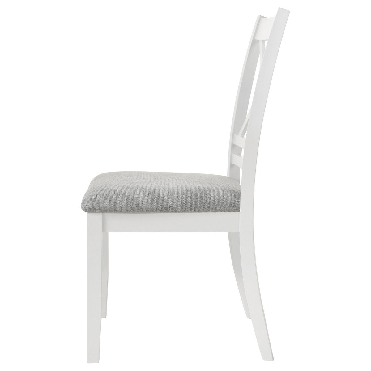 Hoa 18 Inch Dining Side Chair Set of 2, Gray Padded Seat, White Solid Wood - BM315307