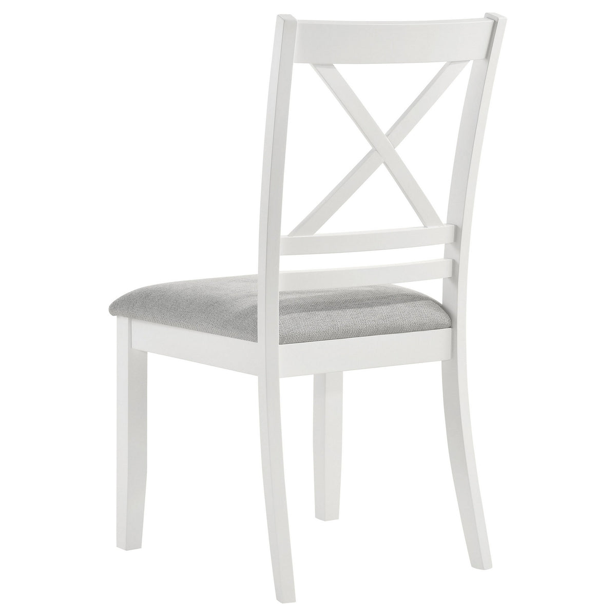 Hoa 18 Inch Dining Side Chair Set of 2, Gray Padded Seat, White Solid Wood - BM315307