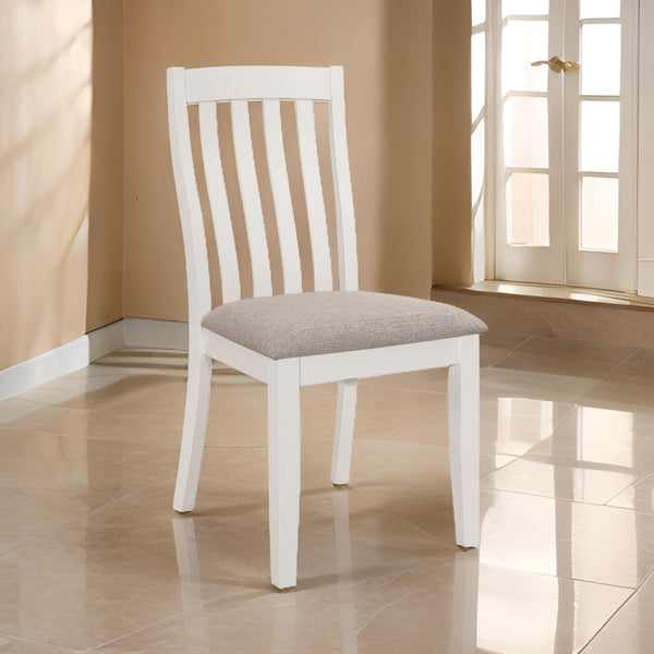 Ane 20 Inch Dining Side Chair Set of 2, Farmhouse, Slatted Back, White Wood - BM315312