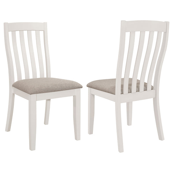 Ane 20 Inch Dining Side Chair Set of 2, Farmhouse, Slatted Back, White Wood - BM315312