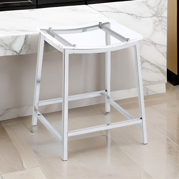 Ani 24 Inch Counter Height Stool Set of 2, Acrylic Clear, Chrome Metal - BM315319