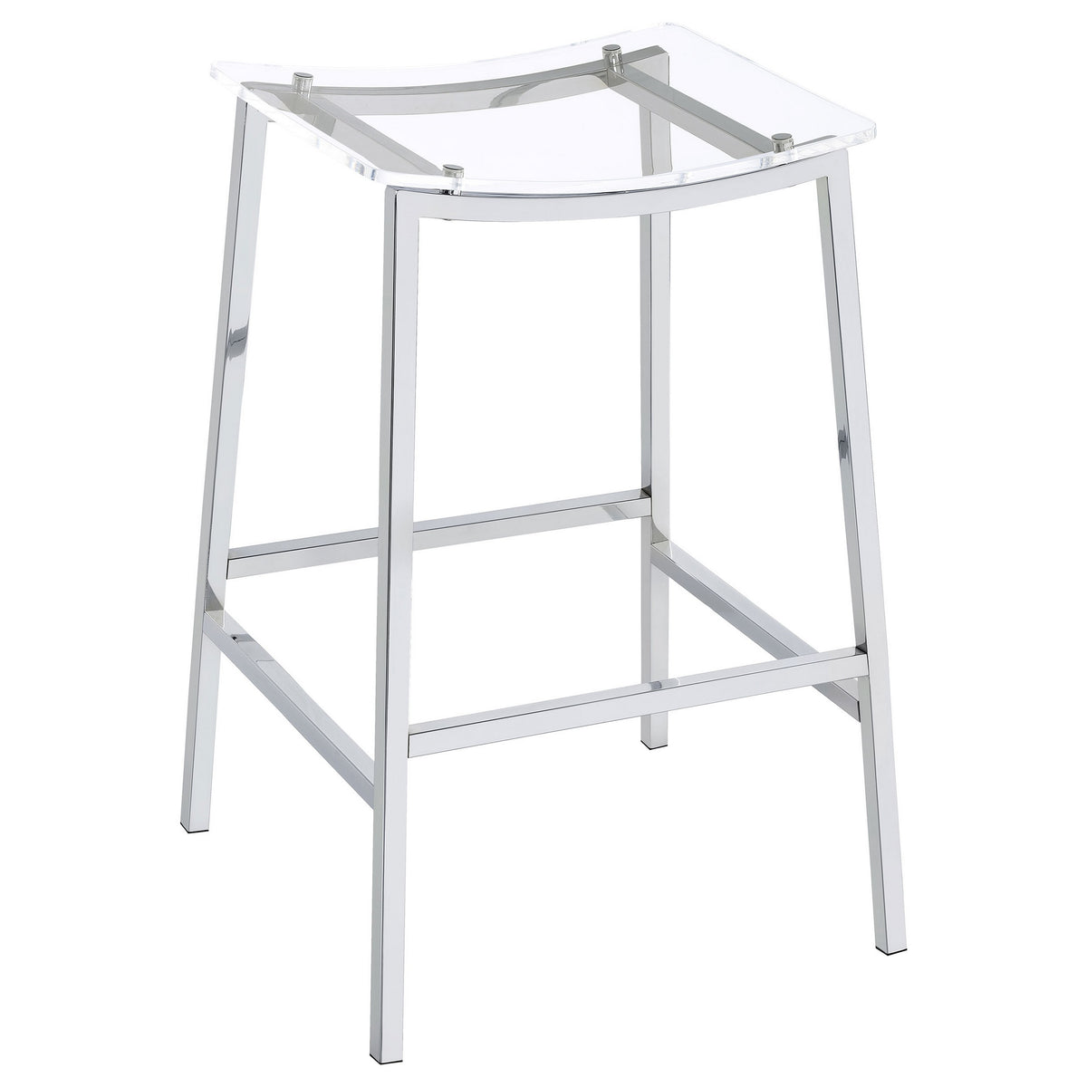 Ani 29 Inch Barstool Set of 2, Acrylic Clear Seat, Footrest, Chrome Metal - BM315320