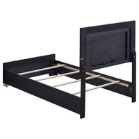 Dex Twin Size Bed with LED Framed Headboard, Black Wood Finish, Gold Legs