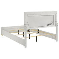 Dex Full Size Bed with LED Framed Headboard, White Wood Finish, Gold Legs