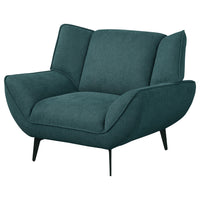 Toer 43 Inch Accent Sofa Chair, Flared Arms, Teal Blue Fabric, Black Metal - BM315330