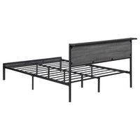 Rick Full Size Platform Bed, 1 Shelf, Retro Style, Black Metal Frame, Gray - BM315331