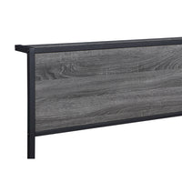 Rick Twin Size Platform Bed, 1 Shelf, Retro Style, Black Metal Frame, Gray - BM315332