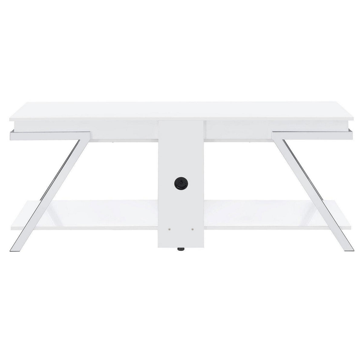 Casey 60 Inch TV Entertainment Console, 1 Drawer, Angled Metal Legs, White - BM315357